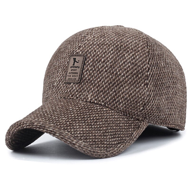 Baseball cap vinter far hat varm fortykket bomuld snapback hætter høreværn monteret hatte til mænd