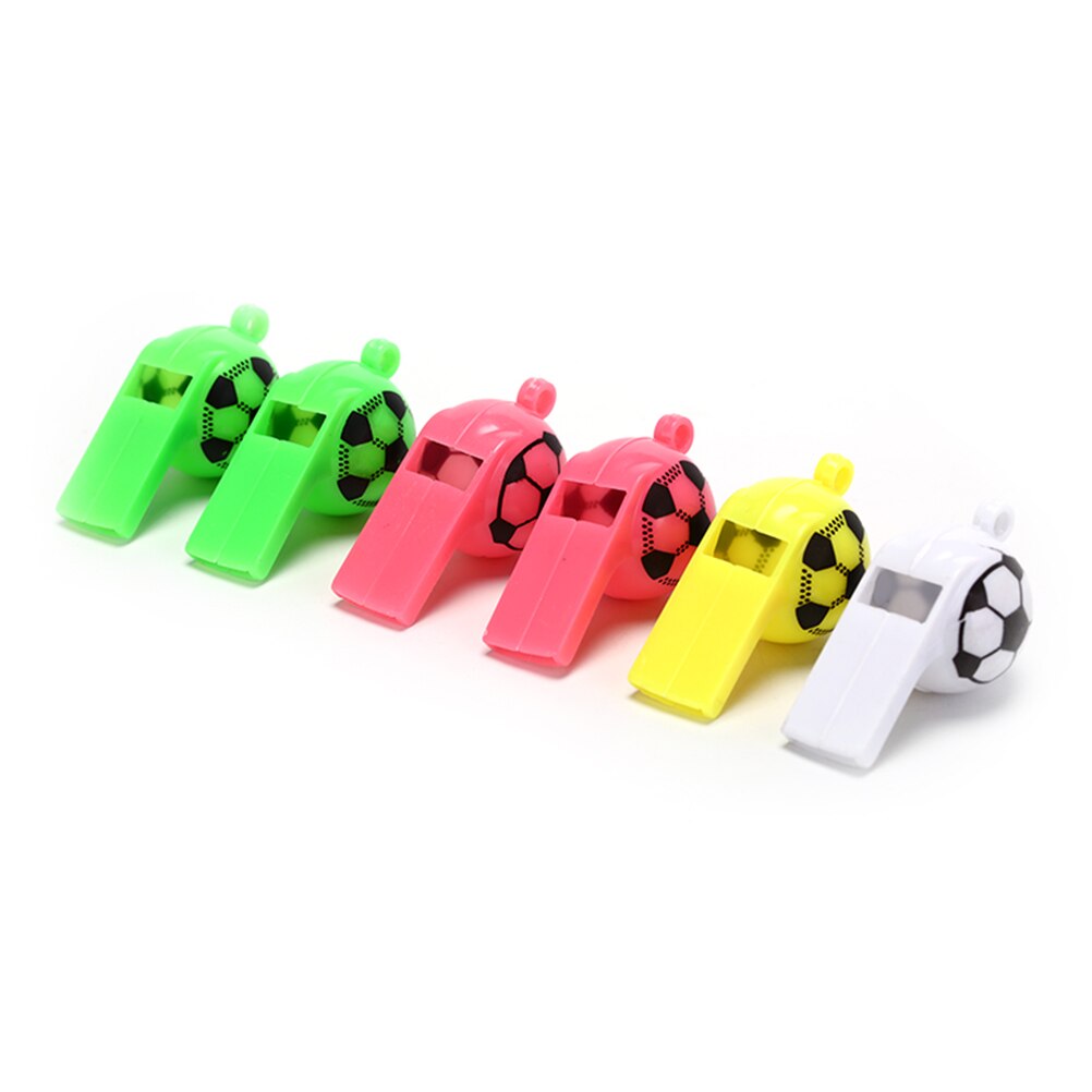 6pcs/lot Plastic soccer football whistle cheerleading toys whistles toys with ropes Survival Outdoor Accessories 3.3*5cm