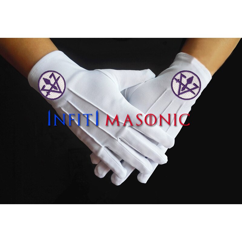 Freimaurer Insignien nutzung und stickerei stil günstige weiß Polyester hülse Freimaurer Polyester handschuhe