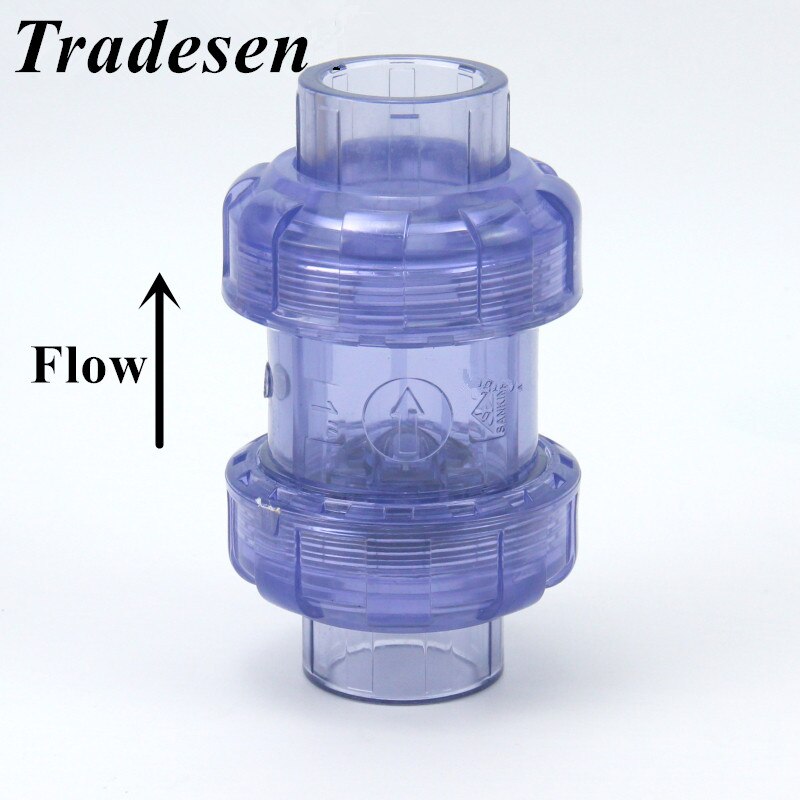 1pc 20~63mm Hi Transparent UPVC Flap Check Valve Aquarium Tank PVC Union Joint Industrial Water Pipe Non-Return Valve