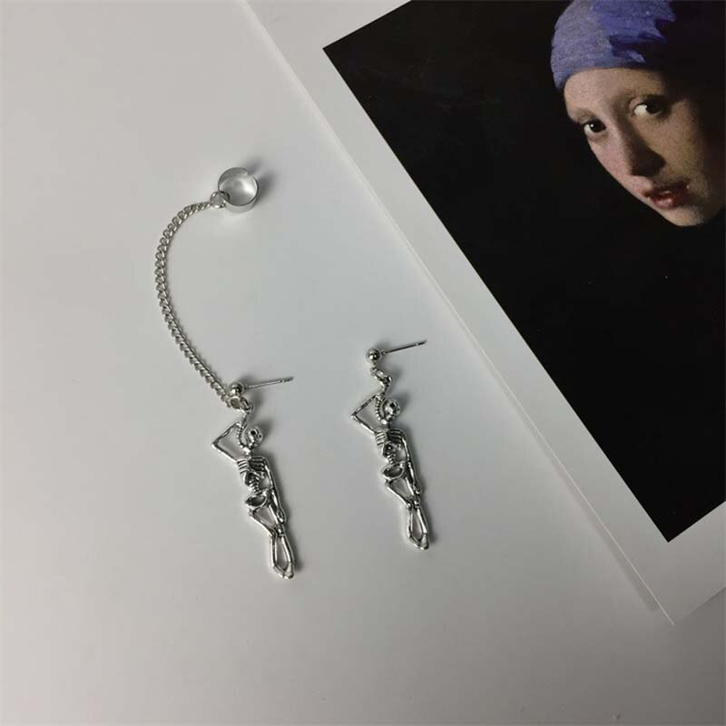 Punk Oor Clip Op Oorbellen Voor Vrouwen Geen Piercing Retro Skelet Schedel Oorbel Persoonlijkheid Hip Hop Rock Sieraden Accessoires Unisex