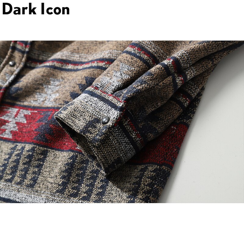 Mørke ikon geometriske stribe skjorter mænd kvinder langærmet harajuku uld skjorter mænd tøj