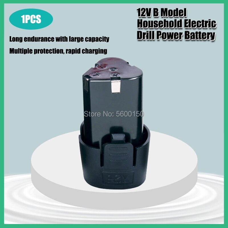 Batería de destornillador eléctrico de 12V, batería de litio recargable 18650, taladro eléctrico para el hogar: 1PCS B Model