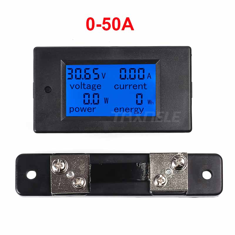DC Voltmeter Amperemeter Power Energy Digital Voltage Current Meter LCD 4 inch DC 6.5-100V 20A 50A 100A met Shunt: 50A