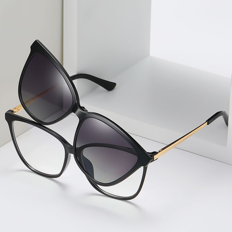 Gafas de sol polarizadas para mujer, montura con Clip magnético, graduadas para miopía, nuevas