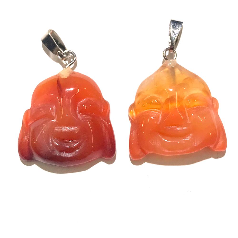 1PC Natural Agates Pendant Buddha Head Shape Rose Quartzs Tiger Eye Stone Pendants for Making DIY Jewelry Necklace Size20x23mm