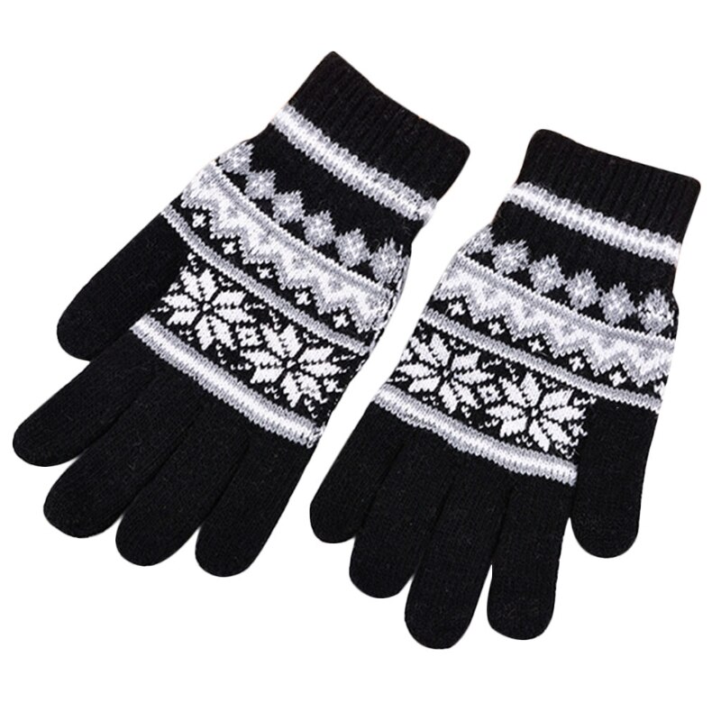 Mannen Mode Winter Warm Bloemen Dikke Touchscreen Gebreide Stretch Glovess