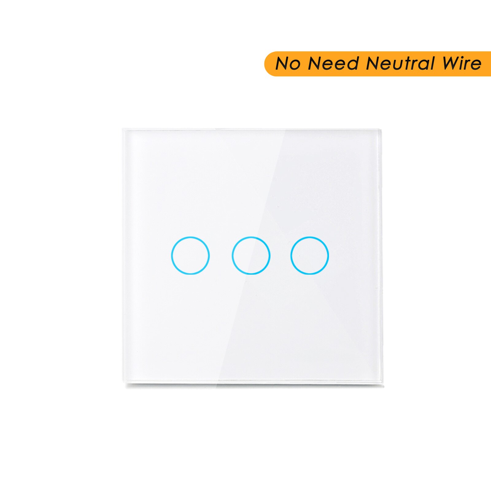 Wifi wall touch switch eu ingen neutral ledning krævet smart lyskontakt tuya rf433 smart home controller support alexa google home: Hvid -3 bande