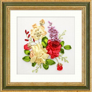 Peonía flor kit de bordado de cinta varios cuadros de pintura artesanía DIY a mano costura decoración atística de pared 7 patrones