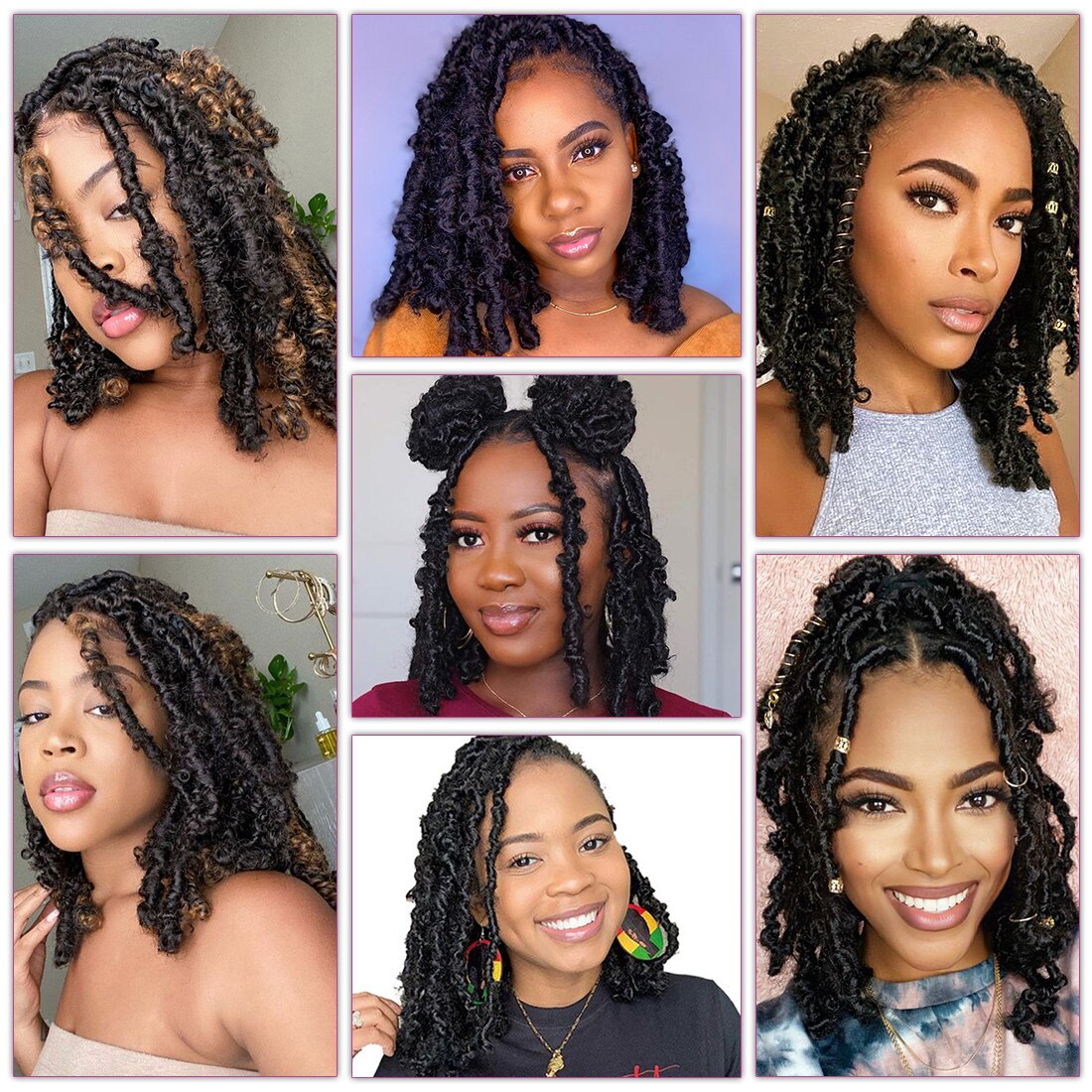 12 Inch 20 Strengen Vlinder Faux Locs Ombre Natuurlijke Zwarte Vlechten Haar Synthetisch Gehaakte Vlechten Hair Extensions Voor Vrouwen