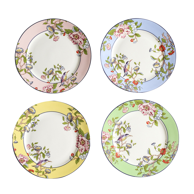 8inch high-end bone china plates British style afternoon tea dessert plate steak spaghetti plate bird flat plate