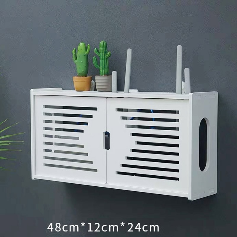 Large Wireless Wifi Router Storage Box PVC panel Shelf Wall Hanging Plug Board Bracket Cable Storage Organizer Home Decor