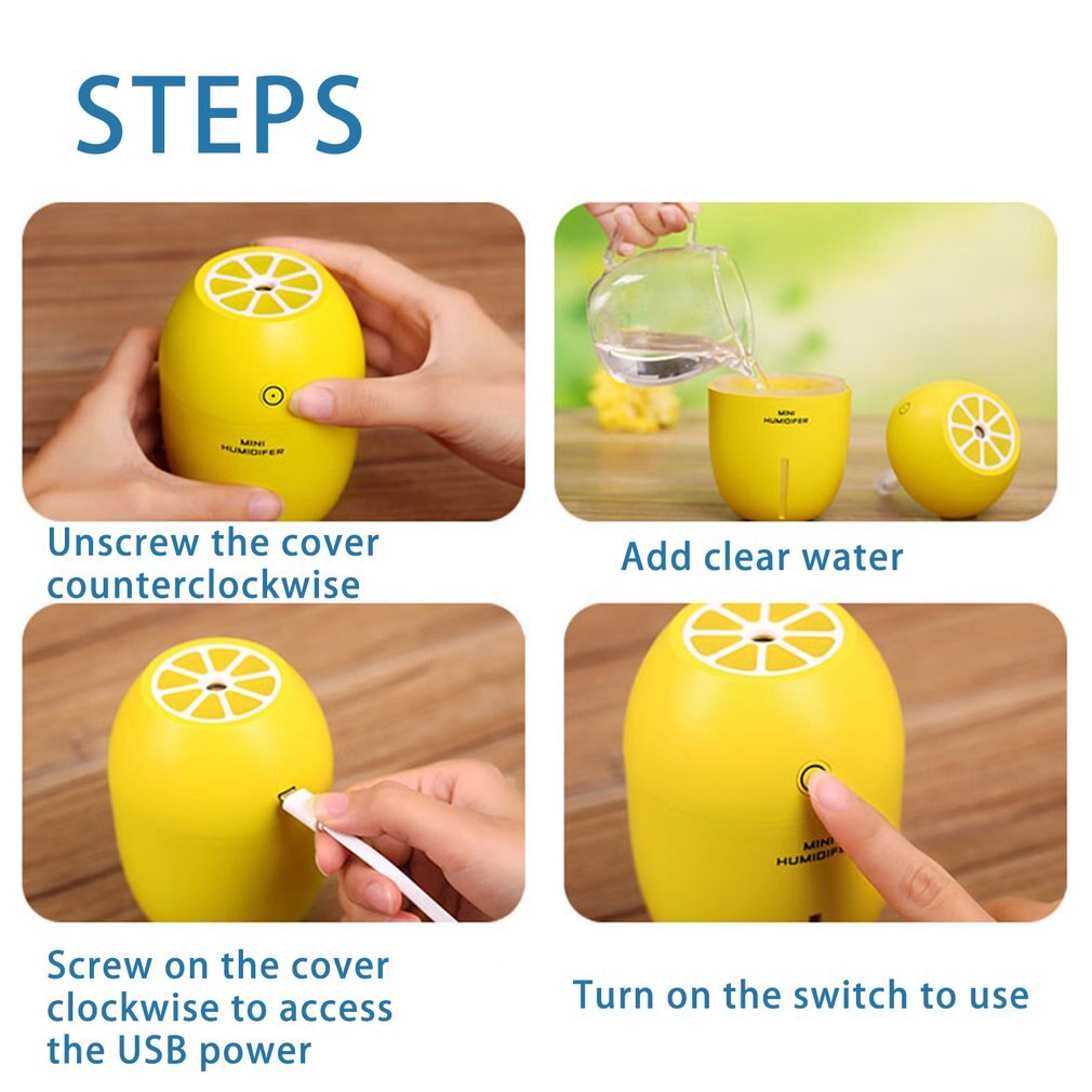 Lemon Style USB Ultrasonic Humidifier With Colorful Led Light Essential Oil Aroma Diffuser Auto Off Touch Switch