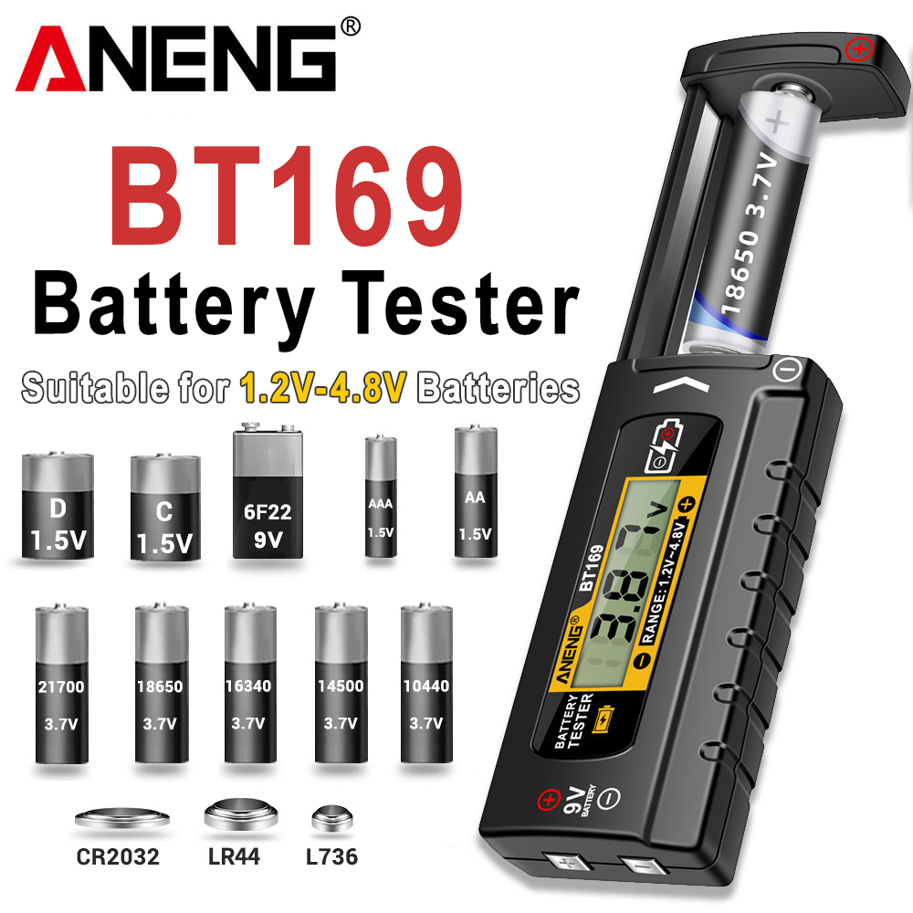 ANENG BT169 Detector de probadores de batería Digital multifuncional medir rápidamente la batería AA/AAA/C/D/9V/1,5 V medición de pila de botón