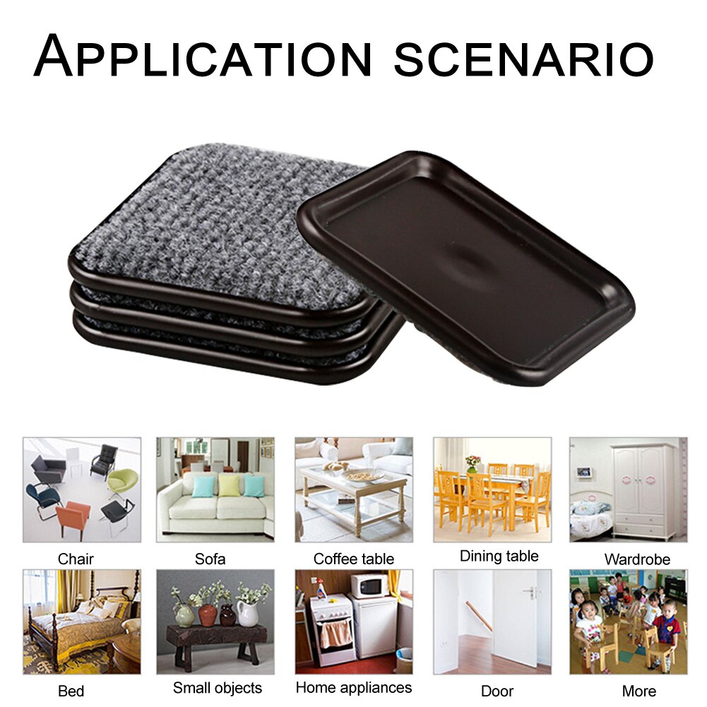 12 stuks accessoires tapijt onderkasten vloerbeschermer tafel meubel wieltjes beker banken aluminium plaat krasbestendig vierkant