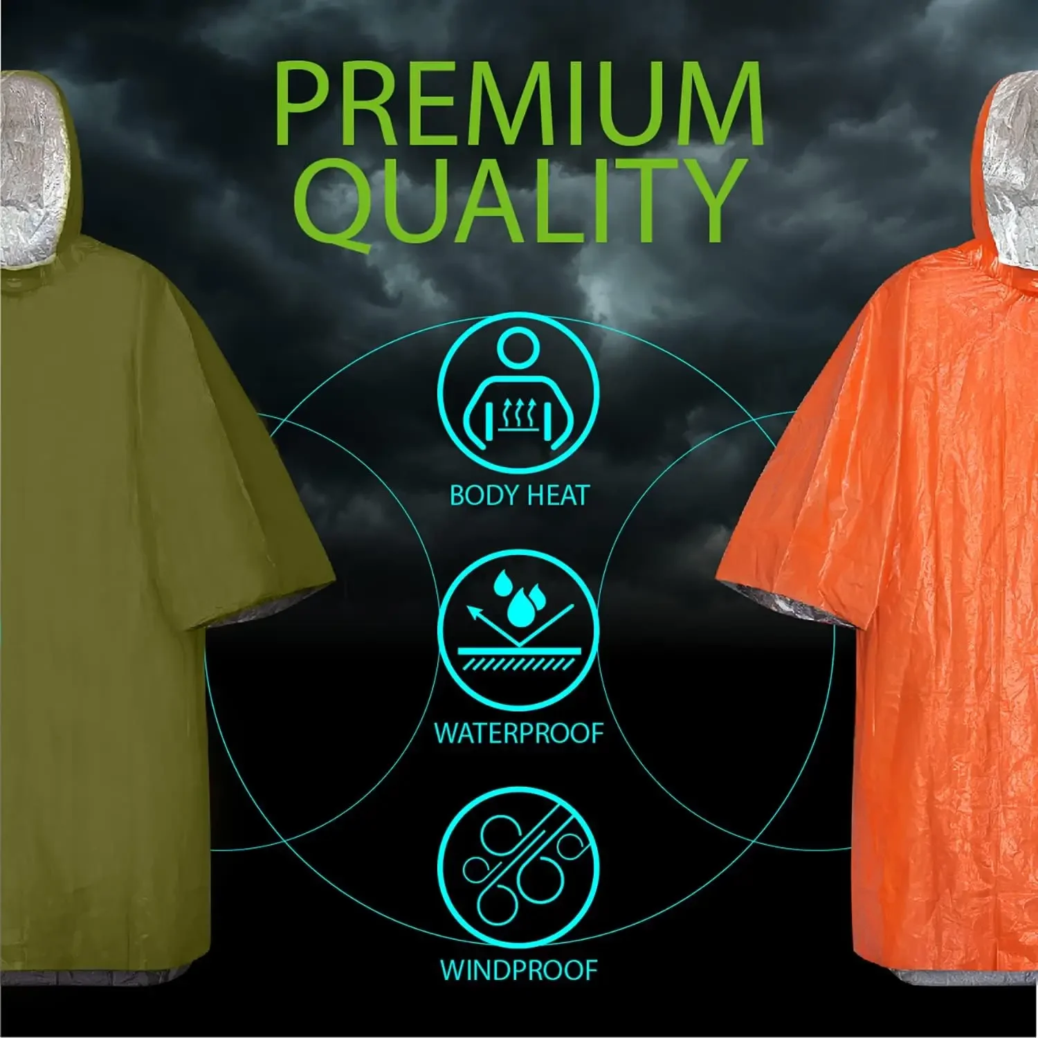 Poncho de chuva de emergência capa de chuva reutilizável resistente às intempéries das mulheres dos homens acampamento caminhadas ao ar livre sobrevivência à prova dwaterproof água engrenagem viagem