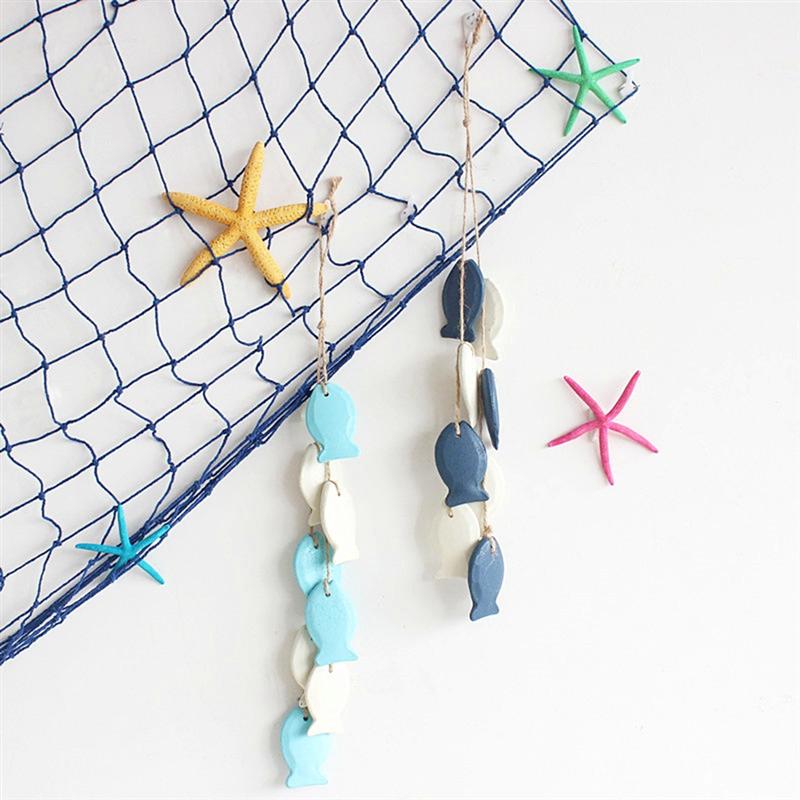 Mediterrane Stijl Houten Vis Opknoping Decor Boot Strand Muur Ornament Voor Thuis Cafe Winkel Marine Hanger Gordijn Decoratie