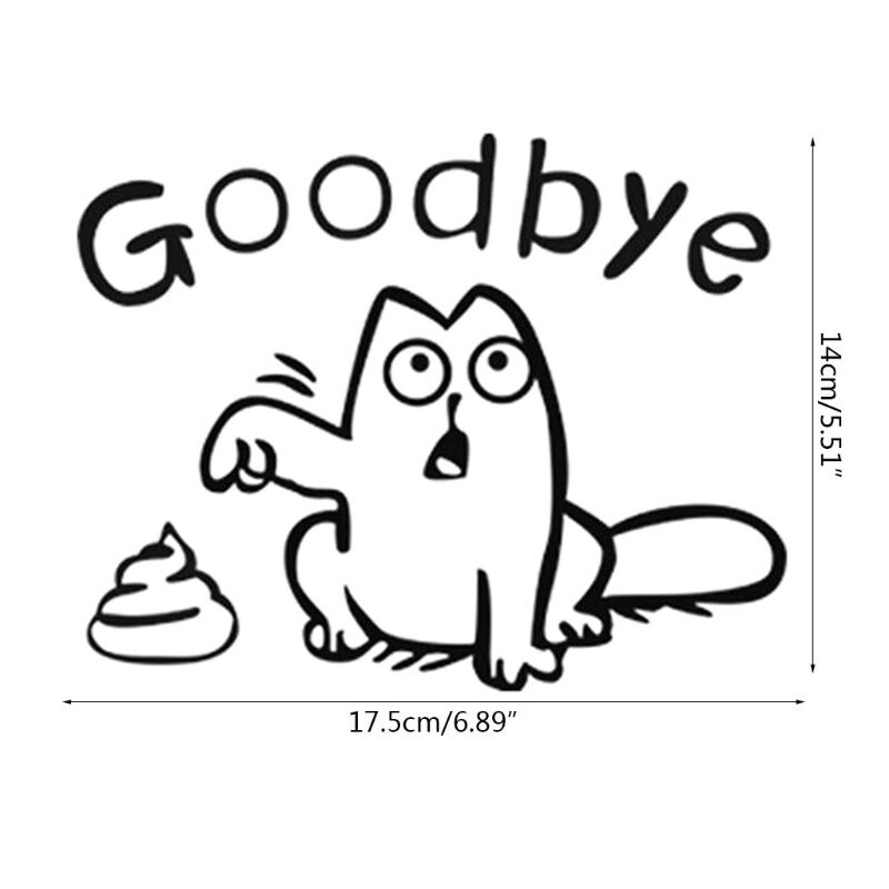 5pcs Grappige Kat Toiletbril Goodbye Badkamer Vinyl Decals Mural Sticker Badkamer