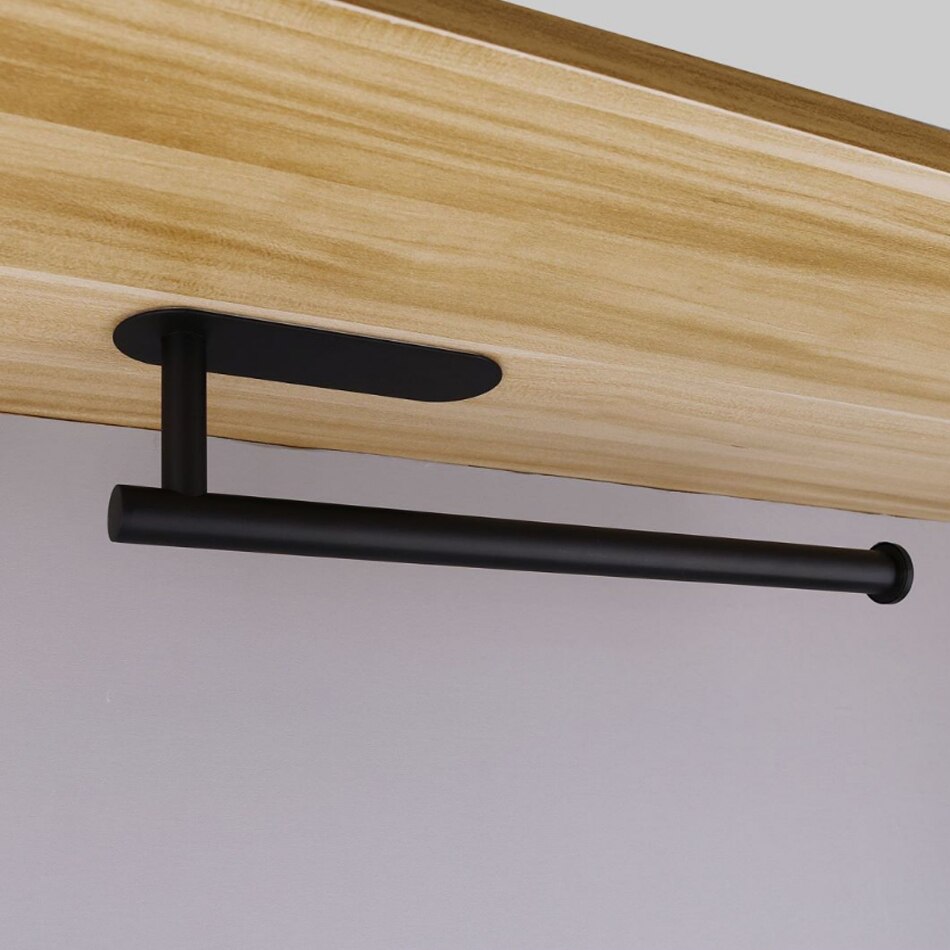 Black Kitchen Paper Holder 304 Stainless Steel Adhesive Toilet Tissue Roll Shelf Wall Hanger Bathroom WC Long Paper Towel Bar: paper holder A