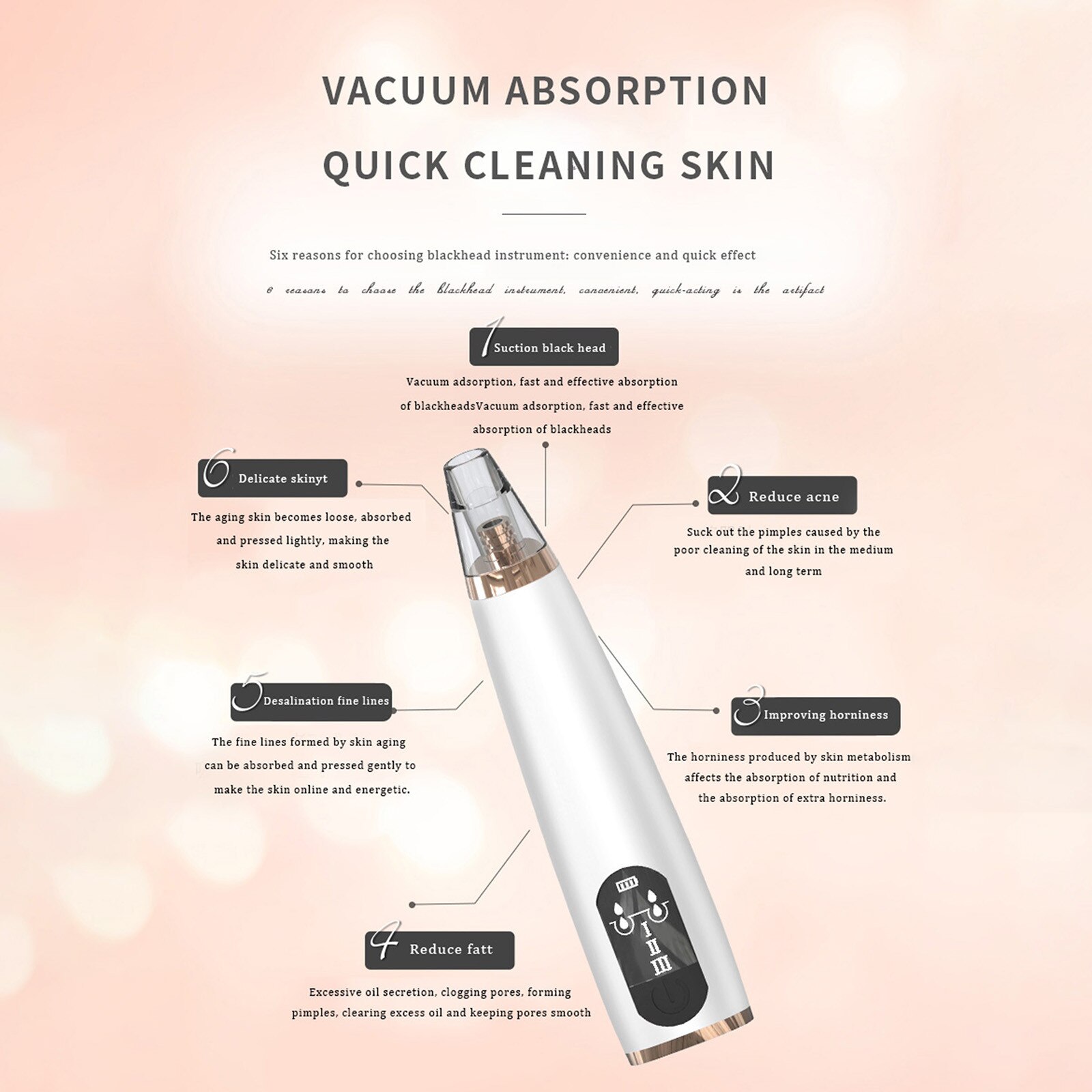 Facial Peeling Apparaat Mee-eter Zuig Apparaat Pore Cleaning Elektrische Mee-eters Zuig Elektrische Beautydevice # G30