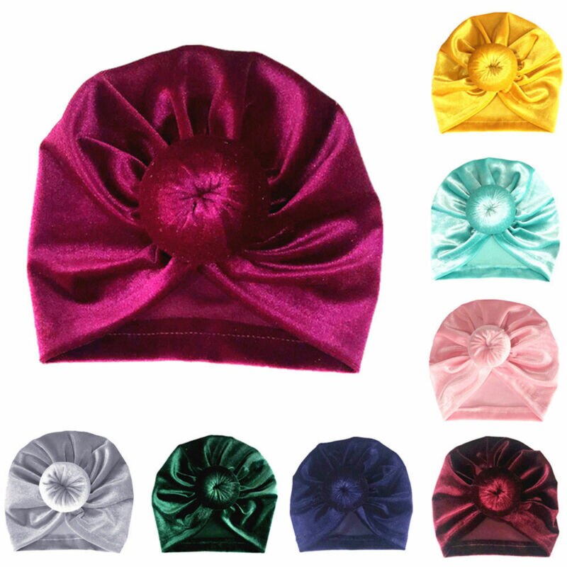 Småbørn piger børn baby fløjl donut hat stor sløjfe hårbånd pandebånd stretch turban knude hoved wrap