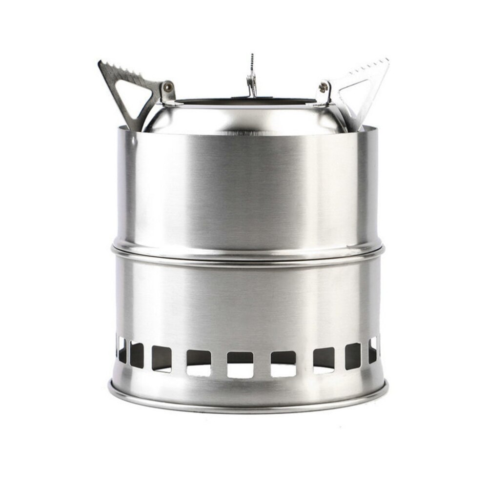 Portable Stainless Steel Wood Burning Camping Stove 3-Arm Support Detachable Stove for Outdoor Cooking: Default Title