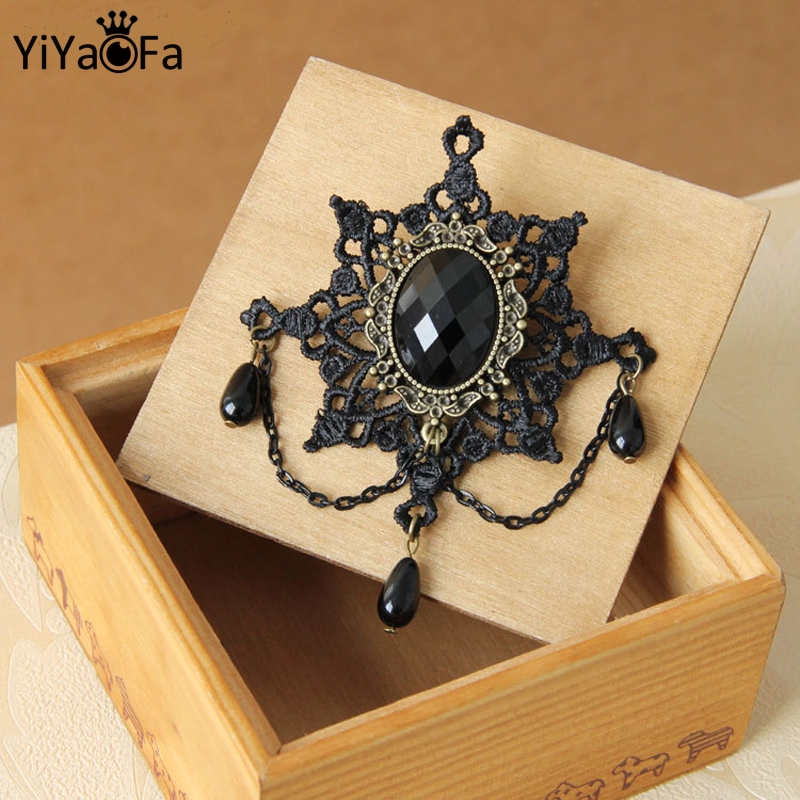 YiYaoFa Handgemachte Vintage Brosche für Dame Partei Schmuck Pin Antiken Stoff Brosche Frauen Zubehör Spitze Corsage YBR-12