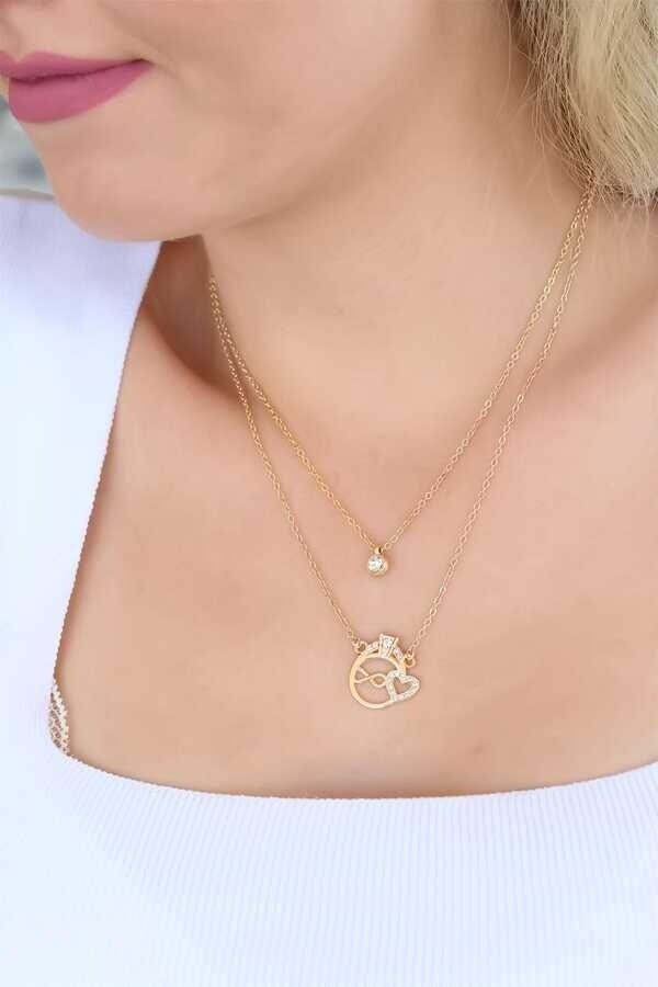Singola Pietra Oro colore di Pietra Zircone Donne Collana 438717293