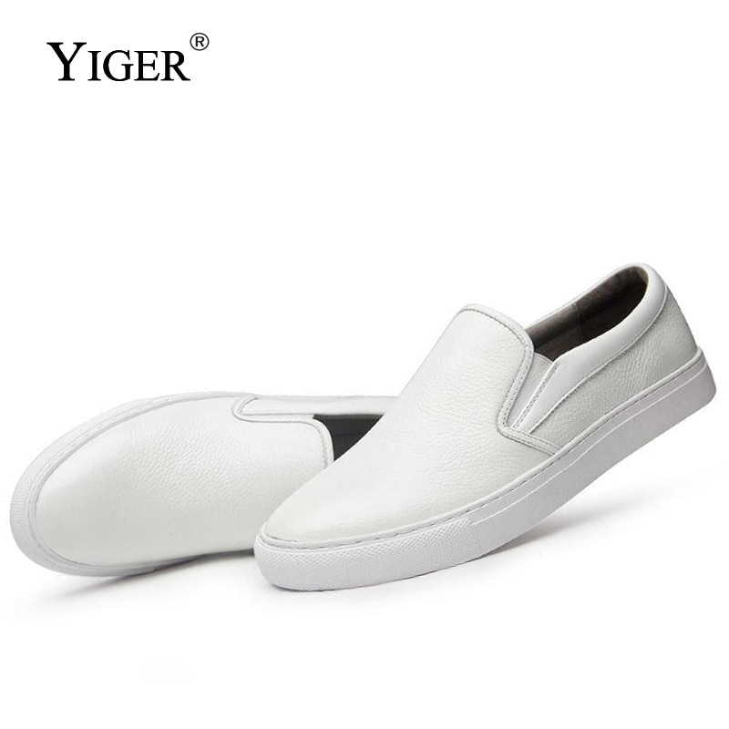 YIGER – mocassins en cuir véritable à enfiler pour homme, respirants, à la , noirs et blancs, nouveauté , , 0120