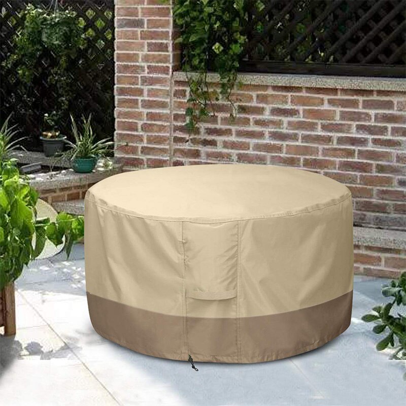 Feuerstelle Abdeckung Round-210D Oxford Tuch Heavy Duty Terrasse Feuerstelle Im Freien Tisch Abdeckung Runde Wasserdichte Passt für 34/35/36 Zoll fir