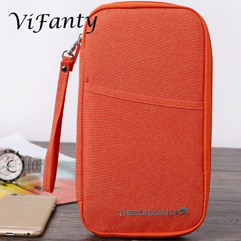 Passport Holder-Travel Passport Wallet Document Holder Organizer with Removable Strap for Men & Women: Orange