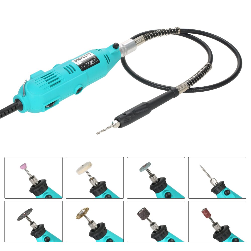 Meterk 228-Piece 180W Rotary Tool Kit with Flex Shaft Electric Drill 6-Speed Engraving Grinding Drilling Tools AC220V