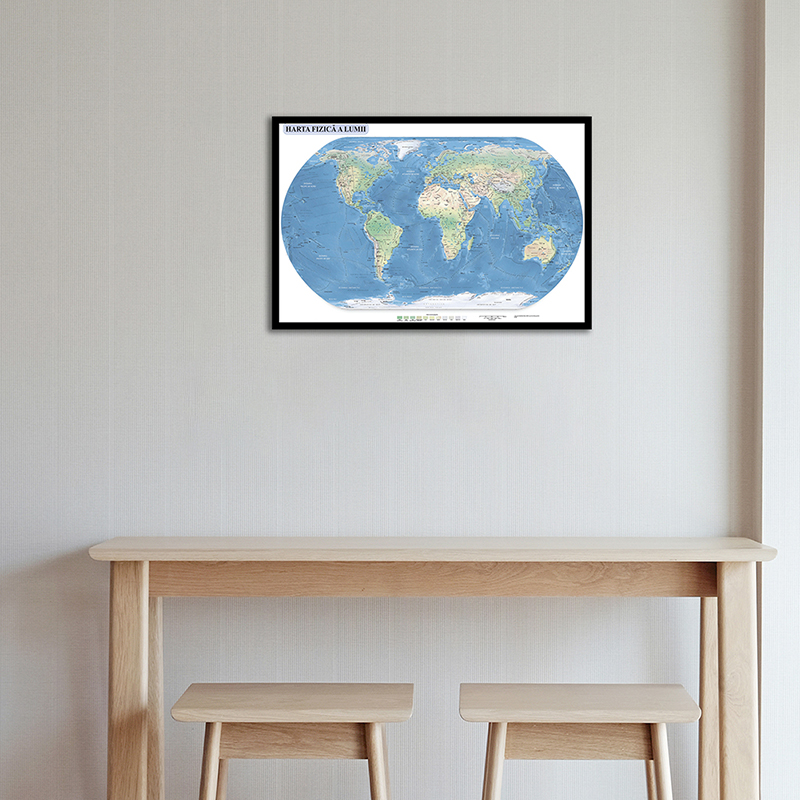 Mapa pequeño del mundo para decoración del hogar, pintura de arte en lienzo con mapa de la pared, de 59x42cm, para la Oficina y el dormitorio