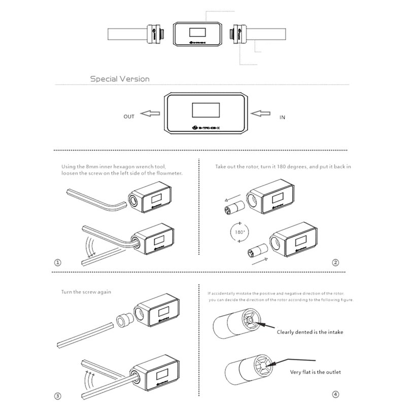 Bykski OLED Digital Display Water Temperature Meter / Water Flow Meter Water Cooler System Double G1/4 Inch Flow Sensor Fitting