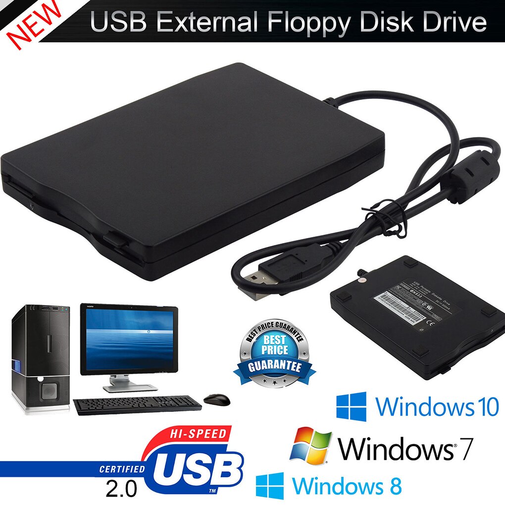 1.44Mb USB External Floppy Disk Drive Portable Diskette FDD for Laptop 3.5 inch External Diskette Drive with USB interface