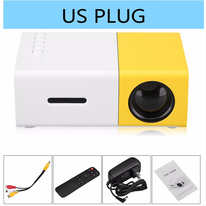 El más Mini YG300 Proyector LCD 400-600 lúmenes 320x240 píxeles de Audio de 3,5mm/HDMI/USB/SD/entradas medios Proyector/Beamer: US PLUG