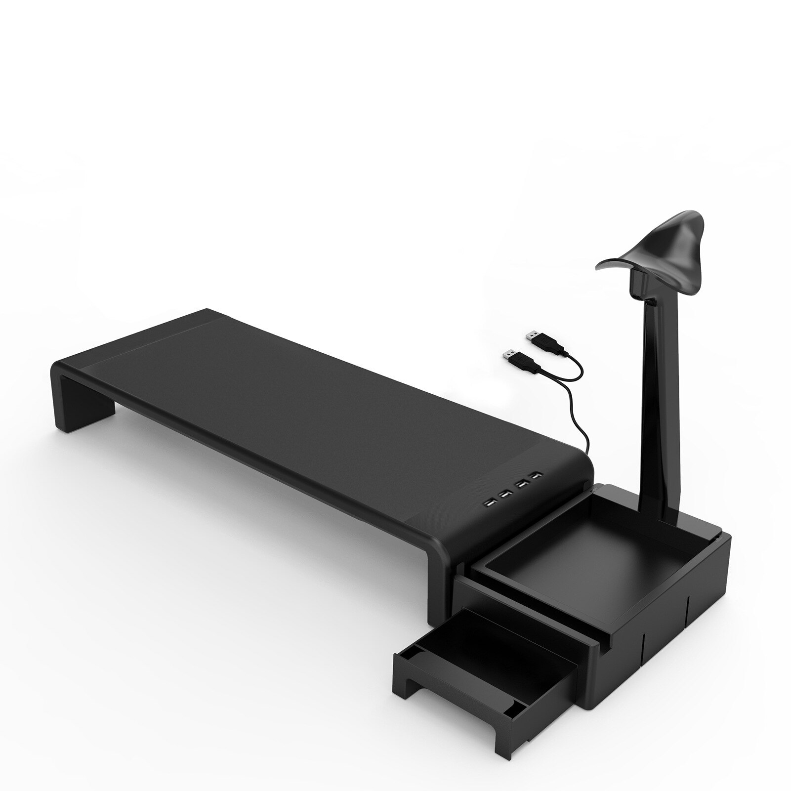Soporte elevado para Monitor, caja de almacenamiento plegable con cajón para auriculares, carga USB