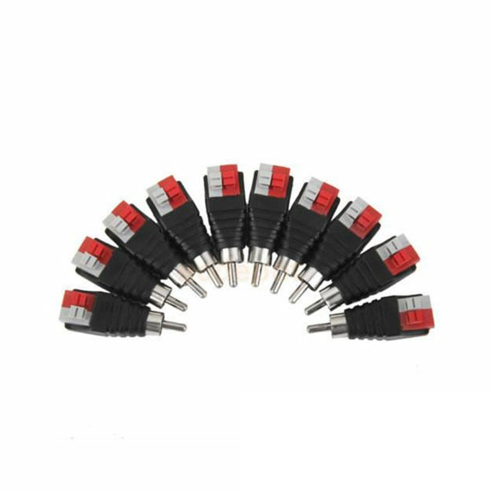 10PCS Speaker Wire Cable to Audio Male RCA Connector Adapter Jack Plug Pip BE Female ACEHE