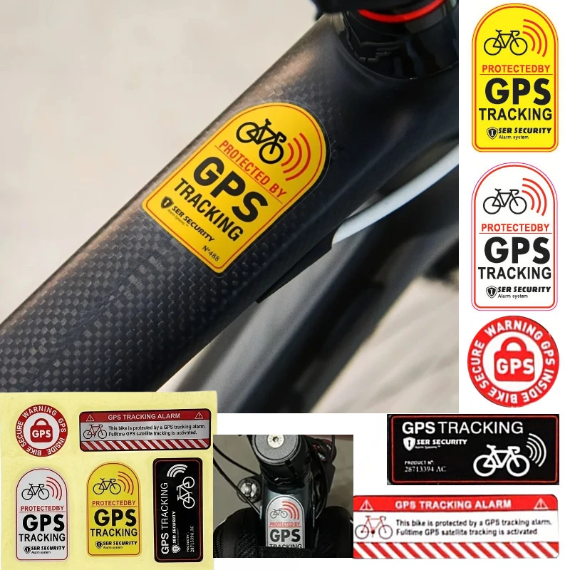 1 Juego de pegatinas de GPS para bicicleta, pegatina de advertencia antirrobo para motocicleta, pegatina reflectante de seguimiento impermeable, accesorios para bicicleta