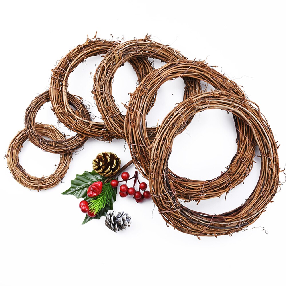 Décoration de mariage rotin couronne métal cerceau couronne décor Floral cerceau noël Navidad décor pour la maison suspendus fleur artificielle