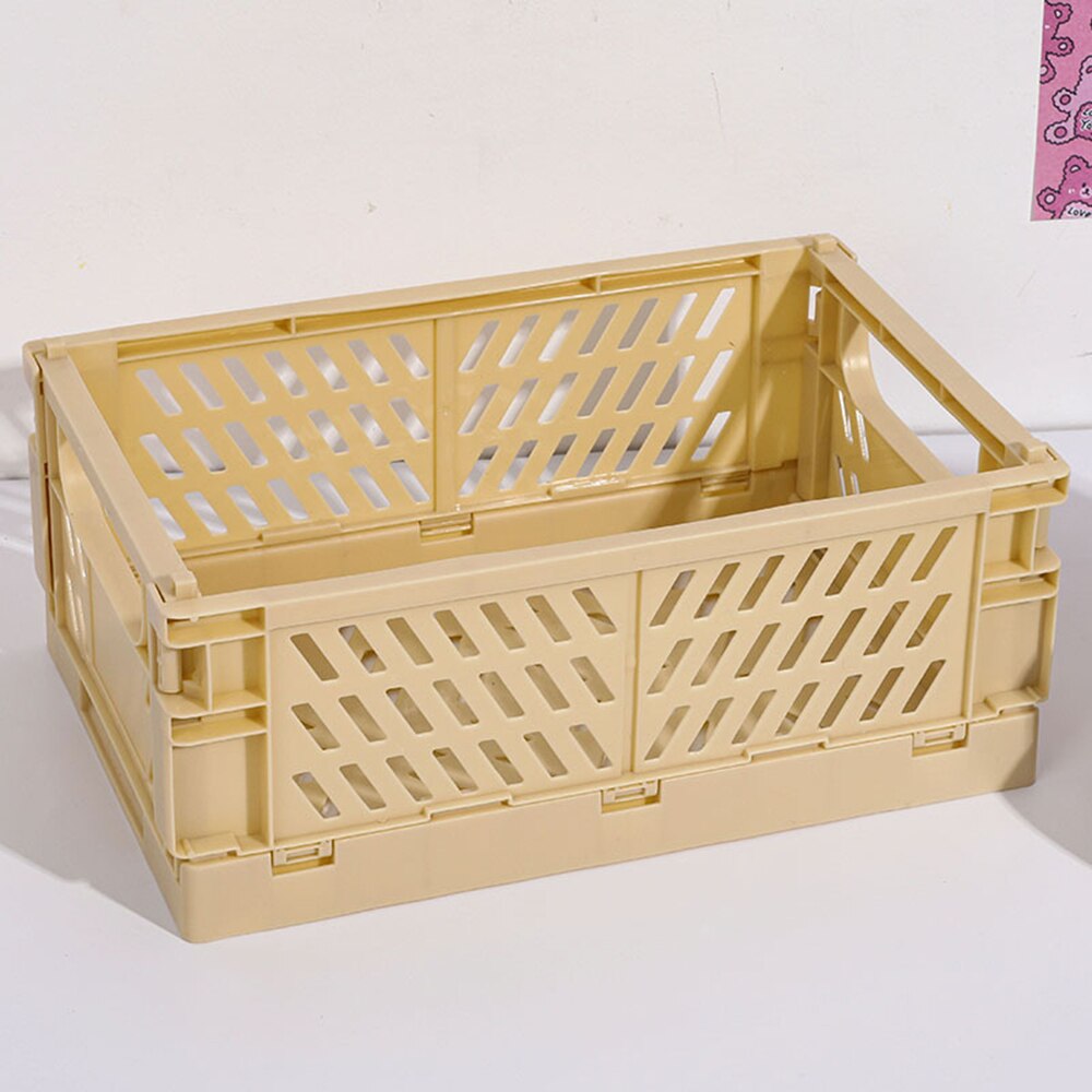 1 Pcs Simple Colorful Foldable Makeup Organizer Storage Box Desktop Stationery Organizer Paper Sundries Storage Box: YELLOW