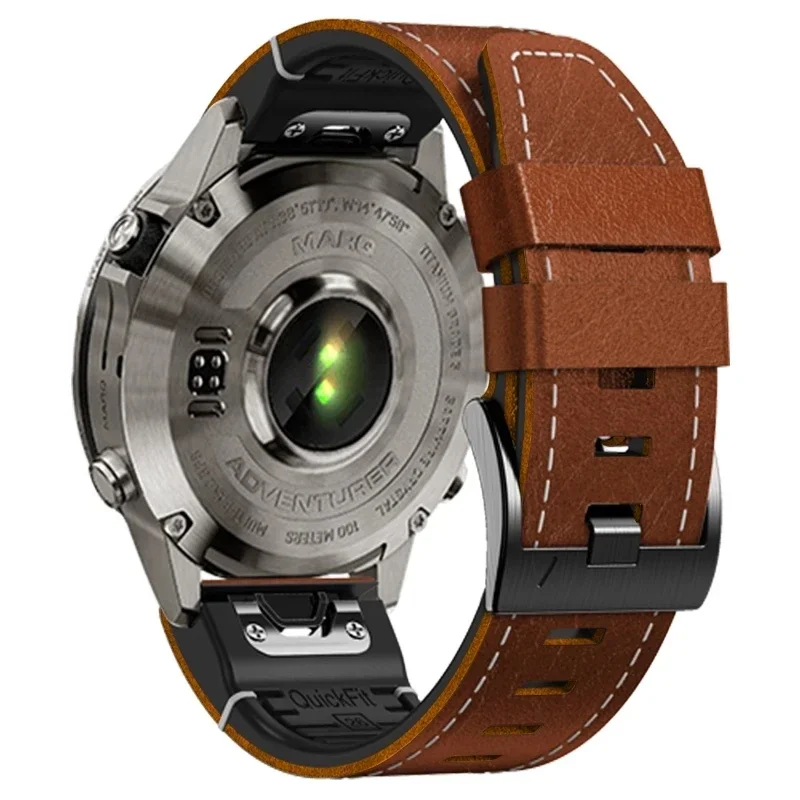 Bandjes Voor Garmin Marq Atleet Avonturier Golfer Captain Aviator Epix Gen 2 Quickfit 22 26Mm Siliconen Lederen Horlogeband Armband