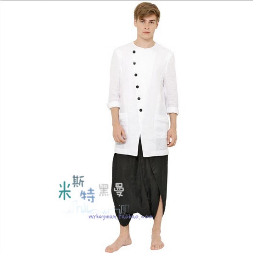 hommes vêtements GD cheveux styliste été fluide large jambe pantalon asymétrique culottes grande taille chanteur costumes 27-44