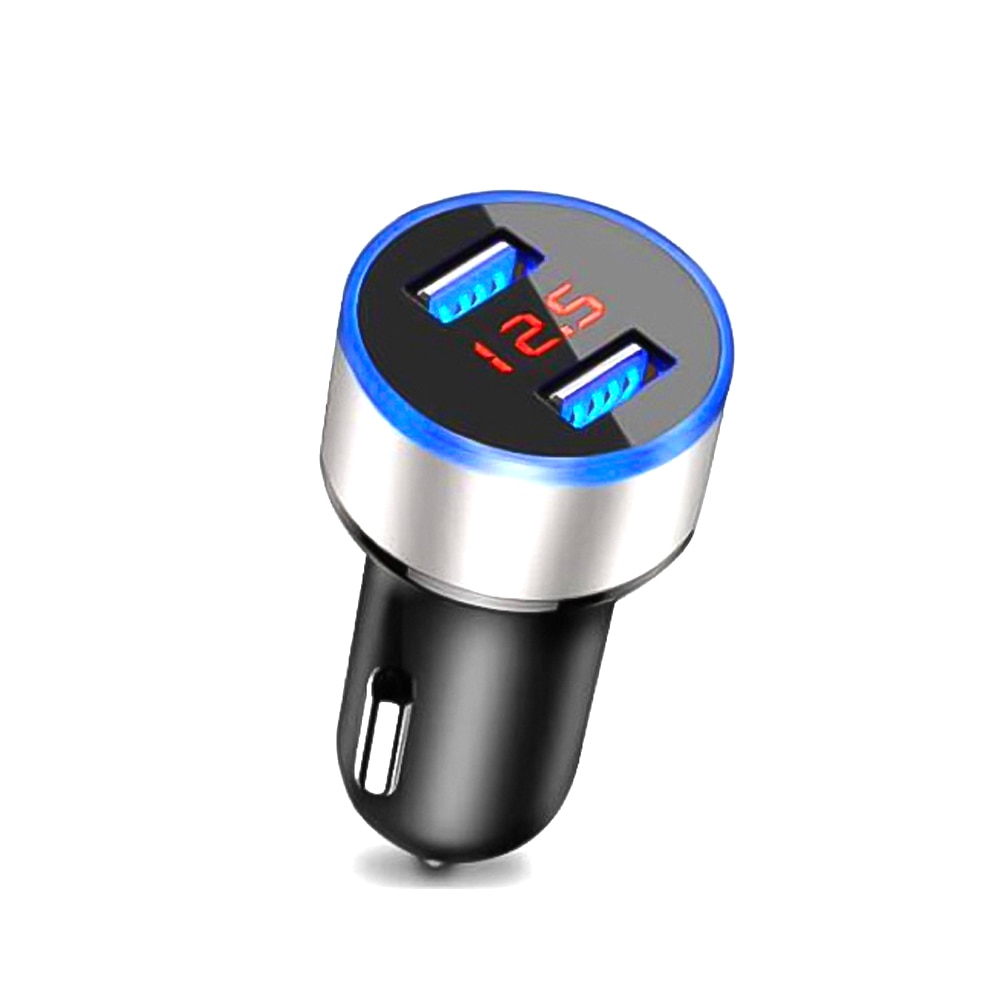 3.1A Dual USB Phone Charger LED Display Voltmeter Car Cigarette Lighter Power Adapter Socket Splitter for 12-24V Cars