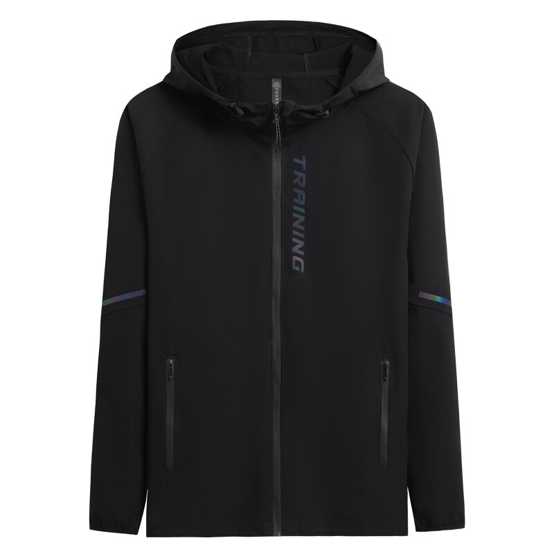 Veste de sport à capuche pour hommes, sweat-shirt d'entraînement, Jogging, Fitness, séchage rapide, manches longues, manteau respirant: black / XL