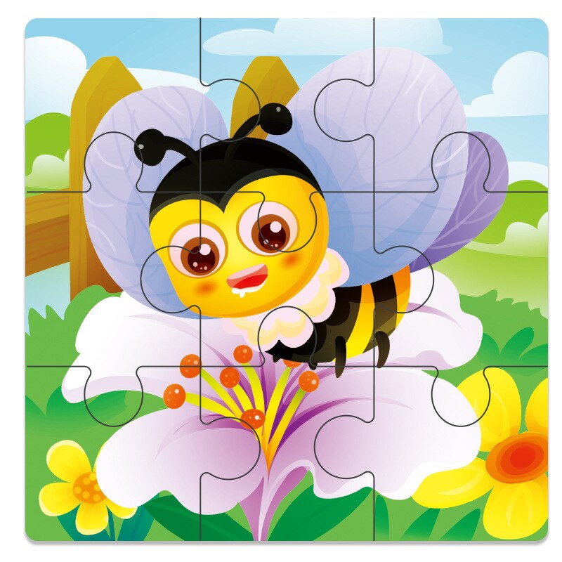 Baby Toys Wooden 3d Puzzle Cartoon Animal Intelligence Kids Educational Brain Teaser Children Tangram Shapes Learning Jigsaw Toy: Honeybee