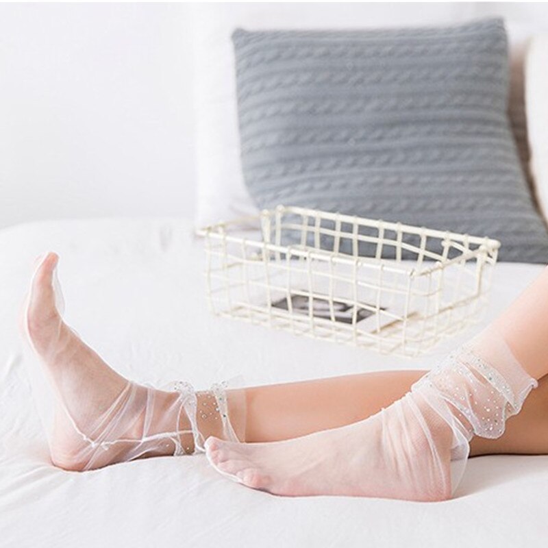 Summer Cool Socks For Women Black Transparent Mesh Socks Woman Ultra-thin Sheer Socks Calcetines Mujer