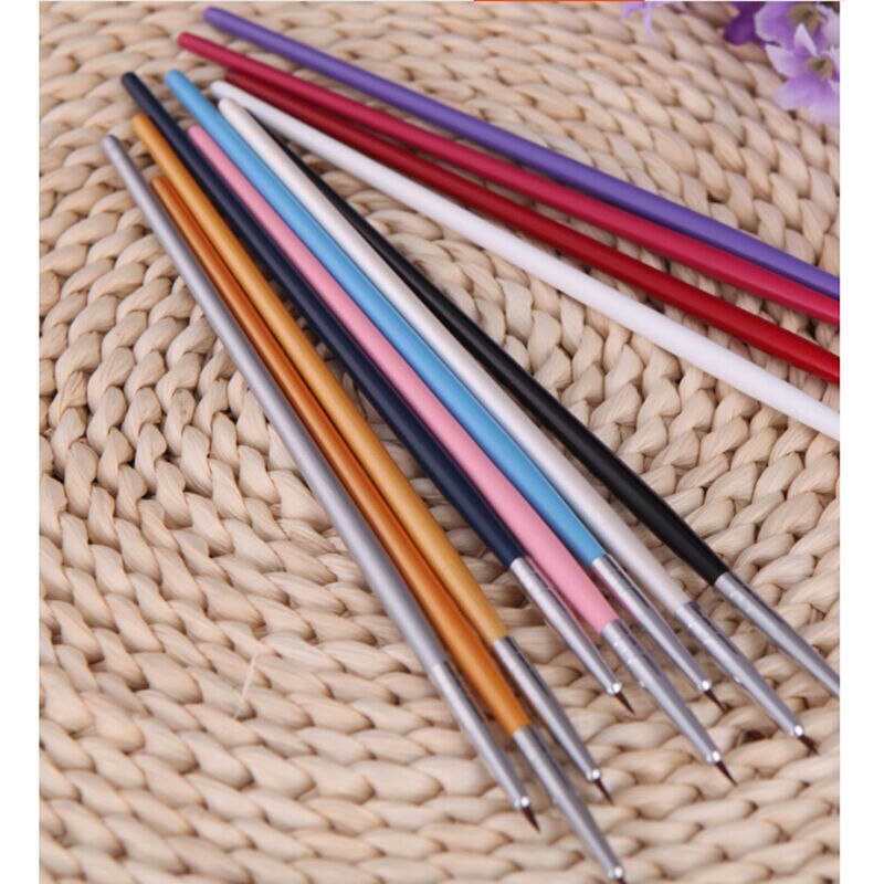 12 stk bittesmå akryl nail art tips liner maleri tegning farverige pensel pen værktøjer