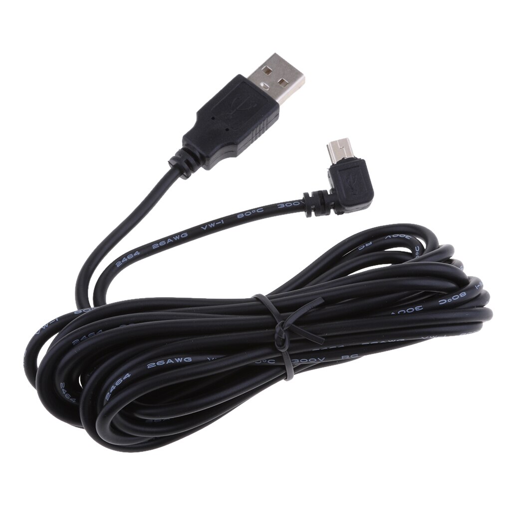 Premium Mini USB Charger Cable 5V 2A 90 Degree Right DVR GPS Charging 3.5m