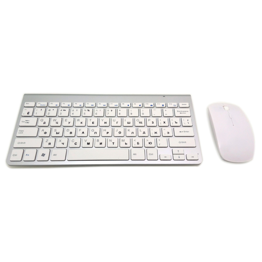 Russian/Spanish/English/Arabic 2.4G Wireless Keyboard and Mouse Combo Mini Multimedia Keyboard Mouse Set For Laptop PC TV Gray